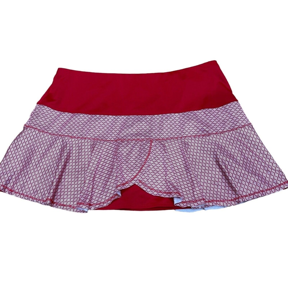 Lucky In Love Womens Skort Tennis Pickleball Size Large L 12 Red Ruffle EUC - Picture 1 of 12